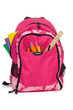 Pink packback with school supplies Pink packback with school supplies
