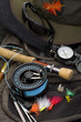 Pile of fishing equipment