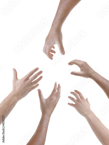 Hands reached out pleading for help