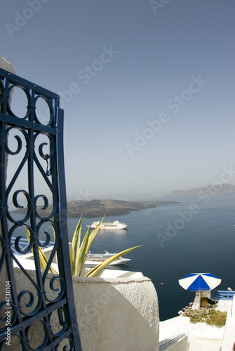 view of cruise ship harbor greek islands