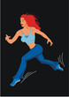 Running sexy girl