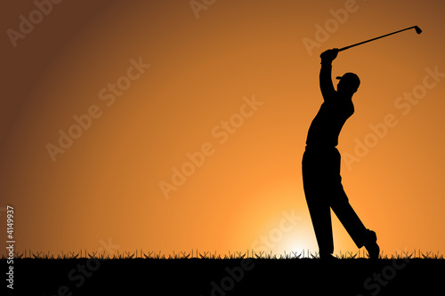 Illustration: Golfing at Sunset Golfing at Sunset