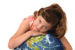 Foto: Little girl hugging planet earth Little girl hugging planet earth
