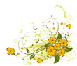 Grunge paint flower background, vector illustration
