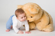 Little boy and yellow bear Little boy and yellow bear