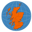 Map of British isles on globe