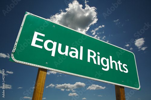 Photo: Equal Rights Road Sign with blue sky and clo Equal Rights Road Sign with blue sky and clo