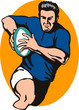 Rugby player running for a try 