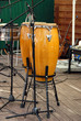 two bongos made of wood and leather