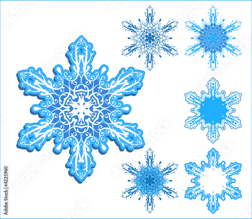 Vector: vector snowflakes / One form and 5 variants for use vector snowflakes / One form and 5 variants for use