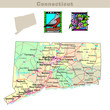 USA states series: Connecticut. Political map