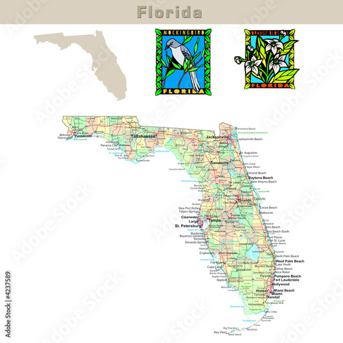 Illustration: USA states series: Florida. Political map USA states series: Florida. Political map