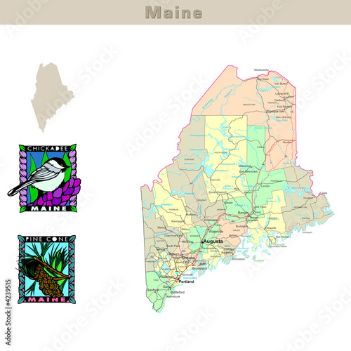 Map Of Maine Counties. Political map with counties