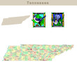 USA states series: Tennessee. Political map with counties