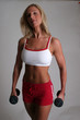 pretty blond with dumbbells