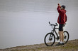 Biker drinking water
