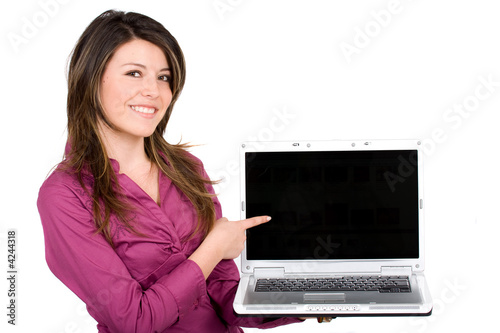 happy girl with a laptop
