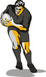 Rugby player running to score another try