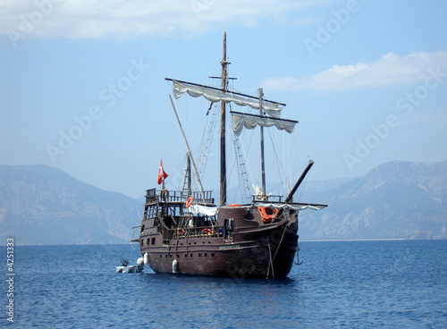great pirat ship in sea (in Turkey)