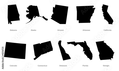 USA states contours set #1 USA states contours set #1