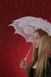 young lady with umbrella