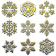 Isolated Snowflakes Set - Gold