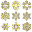 Isolated Snowflakes Set - Light Gold