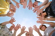 Photo: group of people make cyrcle from hands group of people make cyrcle from hands