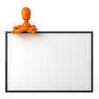 Orange mannequin with billboard Orange mannequin with billboard
