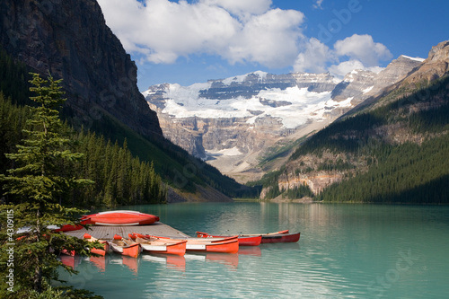 Photo: Canoes on Lake Louise Canoes on Lake Louise
