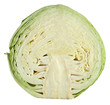 white cabbage cut in half, isolated