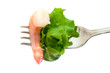 close-up view of shrimp on a fork