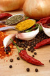 peppers, garlic and spices