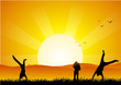 Happy friends having fun at sunset Happy friends having fun at sunset