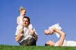 family fun, happy smiling parents and children