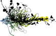 abstract floral background with birds and butterflies
