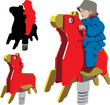 Vector illustration of child riding rocking horse in playground Vector illustration of child riding rocking horse in playground