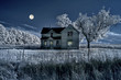Photo: Haunted Farmhouse and Full Moon Haunted Farmhouse and Full Moon