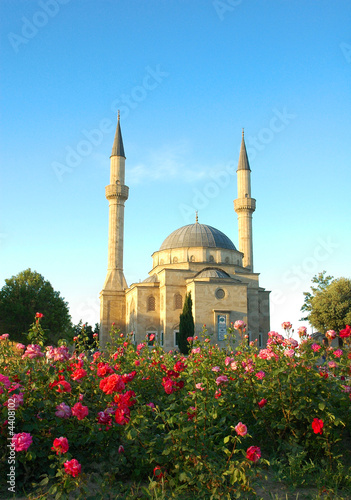 Mosque with two minarets in Baku, Azerbaijan