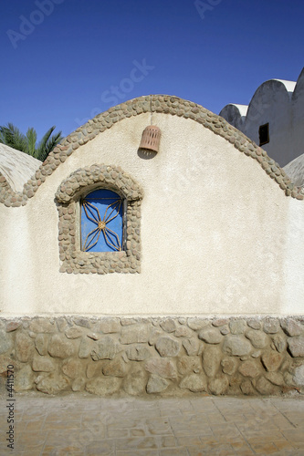 window and wall of house in dahab, red sea, sinai, egypt