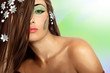 Quadro girl with green eyes (Painting on a photo)