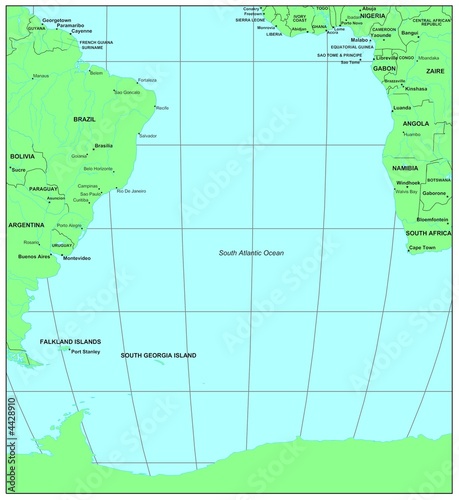 Sea maps series: South Atlantic Ocean