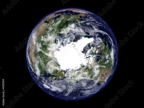 Illustration: terre vue du ciel pole nord terre vue du ciel pole nord