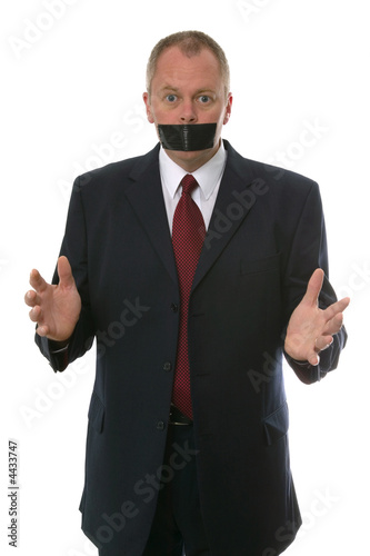 Photo: Businessman gagged Businessman gagged