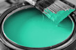 bucket of turquoise paint
