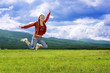 jumping laughter girl jumping laughter girl