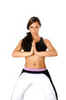 Beautiful female doing her stretching exercise 