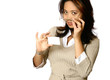 Asian businesswoman half pulling her glasses off 