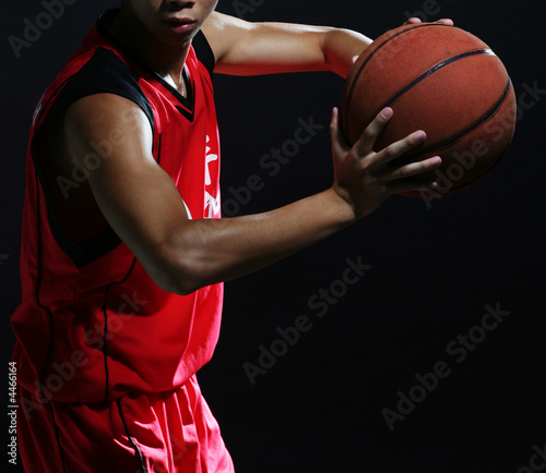 With Black Background. Young Basket Baller with Black