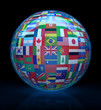The glass globe with flags of the world